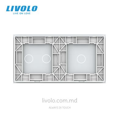 Панель для двух сенсорных выключателей Livolo, 3 клавиши (2+1), стекло, цвет Белый