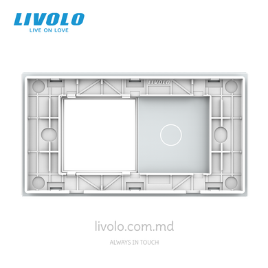 Стеклянная панель Livolo для квадратного подрозетника, 1 клавиша + модульная рамка 45&times;45 мм, 4 модуля, Белая