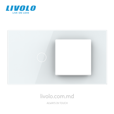 Стеклянная панель Livolo для квадратного подрозетника, 1 клавиша + модульная рамка 45&times;45 мм, 4 модуля, Белая