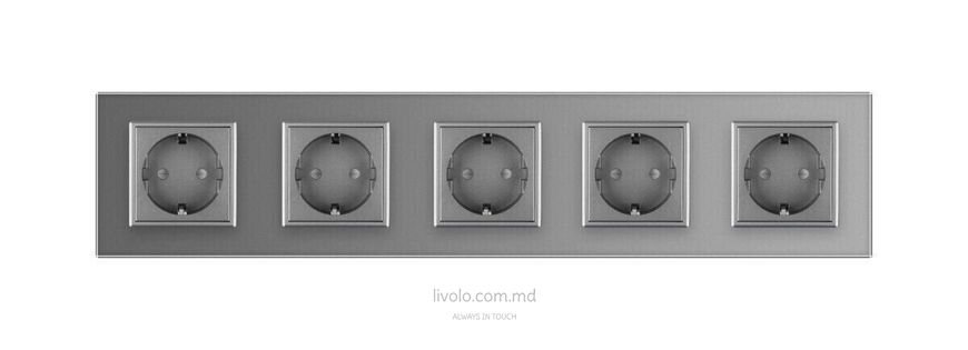 Розетка Livolo 5 модулей Серый
