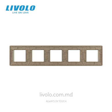 Декоративная стеклянная рамка Livolo для 5 розеток, 5 постов, цвет Золотой 2.5D