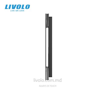 Панель для двух сенсорных выключателей Livolo, 4 клавиши (2+2), стекло, цвет Черный