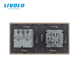 Механический проходной выключатель Livolo 1 клавиша + 1 розетка с USB-C, 2 поста, Золотой