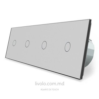 Сенсорный выключатель Livolo 4 клавиши (1+1+1+1), 4 поста Серый