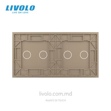 Panou pentru două întrerupătoare tactile Livolo, 4 clape (2+2), Auriu