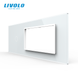 Panou din sticlă Livolo pentru doză pătrată, 1 clapă + cadru modular 90&times;45 mm, 7 module, Alb