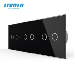 Сенсорный выключатель Livolo 6 клавиш (2+2+2), 3 поста Черный