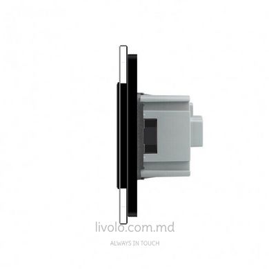 Сенсорный выключатель Livolo комбинированный на 2 линии 1 розетка 2 модуля Черный