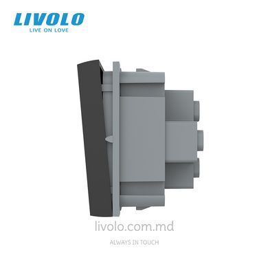 Modul &icirc;ntrerupător mecanic cap-scară Livolo, 1 clapă, 45&times;45 mm, Negru