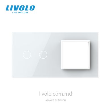 Panou pentru un întrerupător tactil și priză Livolo, 2 clapă, 2 module, Alb
