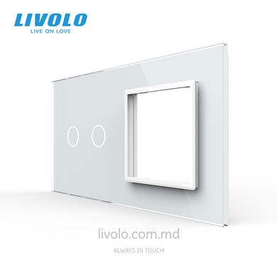 Panou pentru un întrerupător tactil și priză Livolo, 2 clapă, 2 module, Alb