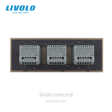 Сенсорный выключатель Livolo, 2+2+2 клавиши, для квадратного подрозетника 7M, Золотой