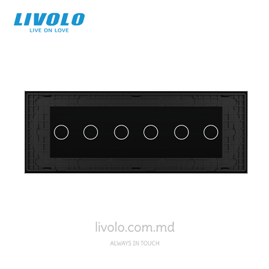 Стеклянная панель Livolo для квадратного подрозетника, 2 клавиши + 2 клавиши + 2 клавиши, 7 модулей, Черная