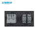 Механический проходной выключатель Livolo 2 клавиши + 1 розетка с USB-C, 2 поста, Черный