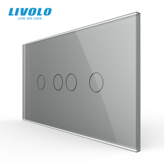 Сенсорный выключатель Livolo, 2+2 клавиши, для квадратного подрозетника 4M, Серый