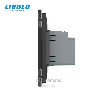 Розетка USB type C с блоком питания 45W Livolo, Черный, Черный