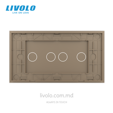 Panou din sticlă Livolo pentru doză pătrată, 2 clape + 2 clape, 4 module, Auriu