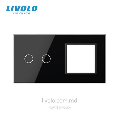 Panou pentru un întrerupător tactil și priză Livolo, 2 clapă, 2 module, Nergu