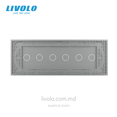 Стеклянная панель Livolo для квадратного подрозетника, 2 клавиши + 2 клавиши + 2 клавиши, 7 модулей, Серая
