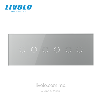 Стеклянная панель Livolo для квадратного подрозетника, 2 клавиши + 2 клавиши + 2 клавиши, 7 модулей, Серая