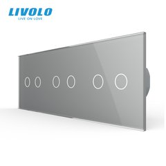 Сенсорный выключатель Livolo 6 клавиш (2+2+2), 3 поста Серый