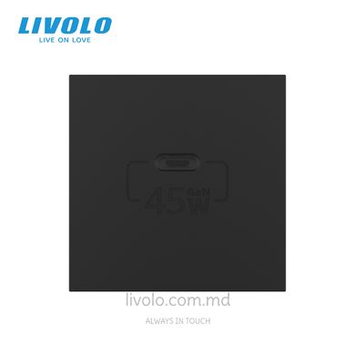 Modul priză USB type C cu alimentare 45W Livolo, Negru, Negru