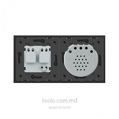 Сенсорный выключатель Livolo комбинированный на 2 линии 1 розетка 2 модуля Серый