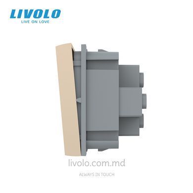 Modul &icirc;ntrerupător mecanic cap-scară Livolo, 1 clapă, 45&times;45 mm, Auriu
