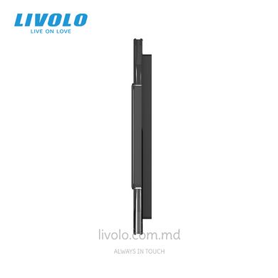 Панель для трех сенсорных выключателей и розетки Livolo, 3 клавиши (1+1+1+0), стекло, цвет Черный