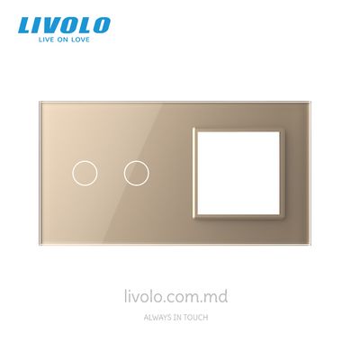Panou pentru un întrerupător tactil și priză Livolo, 2 clapă, 2 module, Auriu
