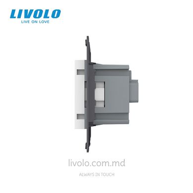 Розетка электрическая с заземлением защитными шторками 16A Livolo, (механизм) цвет Белый