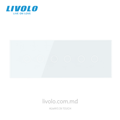 Panou din sticlă Livolo pentru doză pătrată, 2 clape + 2 clape + 2 clape, 7 module, Alb