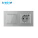 Механический проходной выключатель Livolo 2 клавиши + 1 розетка с USB-C, 2 поста, Серый