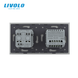 Сенсорный выключатель Livolo 2 клавиши + 1 розетка, 2 поста, Серый