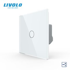 Сенсорный проходной выключатель Livolo 1 клавиша 1 модуль Белый