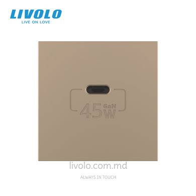 Модуль розетки USB type C с блоком питания 45W Livolo, Золотой, Золотой