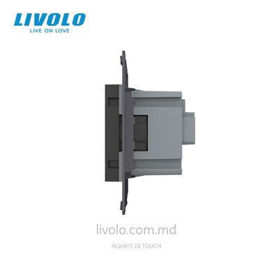 Розетка электрическая с заземлением защитными шторками 16A Livolo, (механизм) цвет Черный