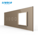 Panou din sticlă Livolo pentru doză pătrată, 2 clape + 2 clape + cadru modular 45&times;45 mm, 7 module, Auriu