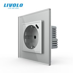 Электрическая розетка с портом USB-C Livolo, цвет Серый
