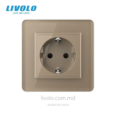 Priză Livolo tip Schuko simplă, Auriu 2.5D