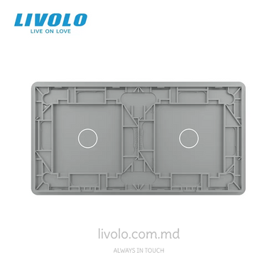 Панель для двух сенсорных выключателей Livolo, 2 клавиши (1+1), стекло, цвет Серый 2.5D