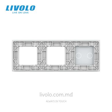 Panou pentru un întrerupător tactil și două prize Livolo, 2 clapă, 3 module, Alb