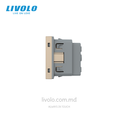 Modul priză tip Schuko LIVOLO, 16A, Auriu