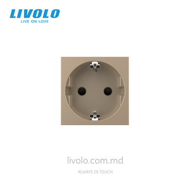 Modul priză tip Schuko LIVOLO, 16A, Auriu