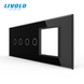Panou din sticlă Livolo pentru doză pătrată, 2 clape + 2 clape + cadru modular 45&times;45 mm, 7 module, Negru