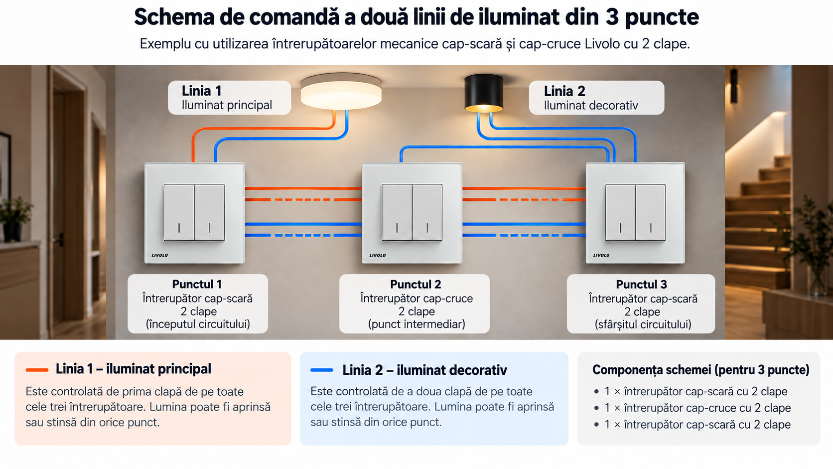 dirijare cu doua linii de lumina din trei puncte